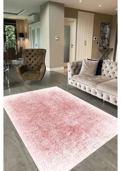 Dijital Baskılı Kaymaz Taban Yıkanabilir Sade Yolluk Mutfak Salon Halısı, N-Sade-43-Pembe,