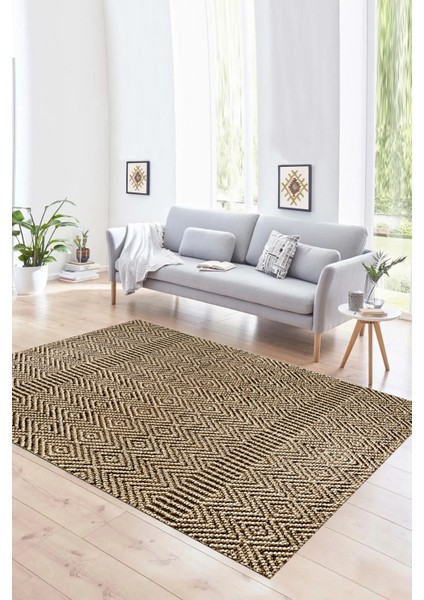 Dijital Baskılı Kaymaz Taban Yıkanabilir Sade Yolluk Mutfak Salon Halısı, N-Sade-18-Kahve,