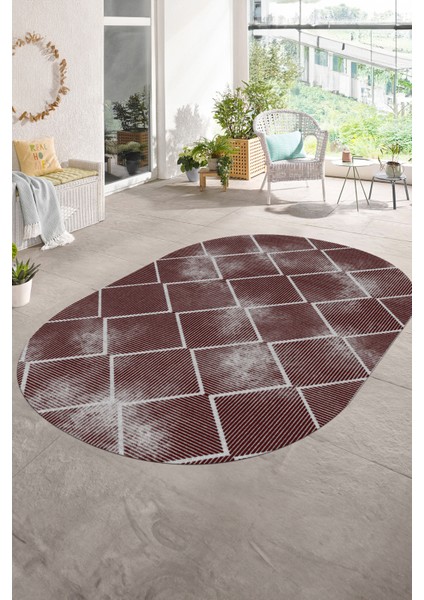 Dijital Baskılı Kaymaz Taban Yıkanabilir Sade Oval Yolluk Mutfak Salon Halısı, N-O-Sade-41-Bordo, fiyatları