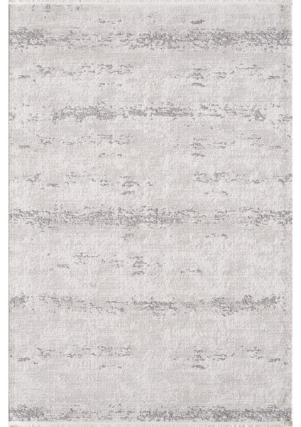 Toscana Koleksiyonu 3.5m² 150x230cm Krem-Gri Renk %100 Polyester İplik Tüylenme ve Toz Yapmayan Düz Saçaklı Makine Halısı