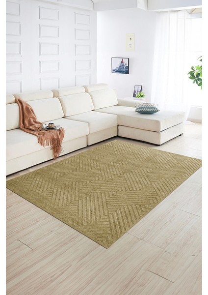 Dijital Baskılı Kaymaz Taban Yıkanabilir Sade Yolluk Mutfak Salon Halısı, N-Sade-47-Kahve,
