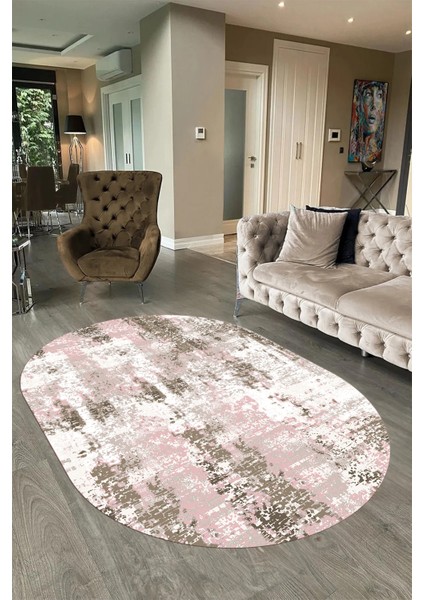 Dijital Baskılı Kaymaz Taban Yıkanabilir Sade Oval Yolluk Mutfak Salon Halısı, N-O-Sade-44-Pembe, modelleri