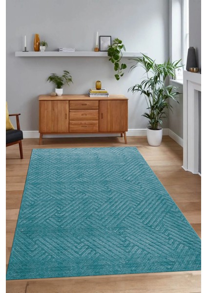 Dijital Baskılı Kaymaz Taban Yıkanabilir Sade Yolluk Mutfak Salon Halısı, N-Sade-47-Mavi,