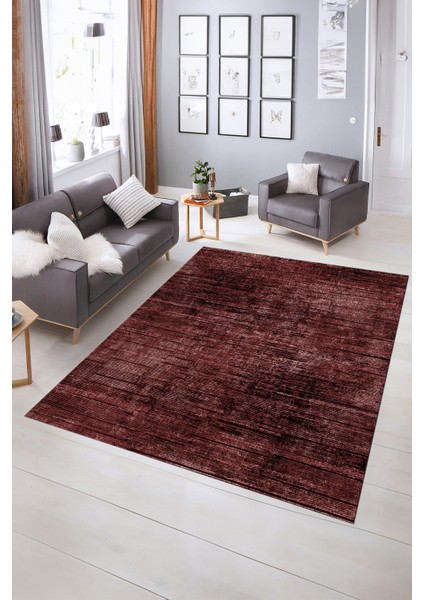 Dijital Baskılı Kaymaz Taban Yıkanabilir Sade Yolluk Mutfak Salon Halısı, N-Sade-37-Bordo,