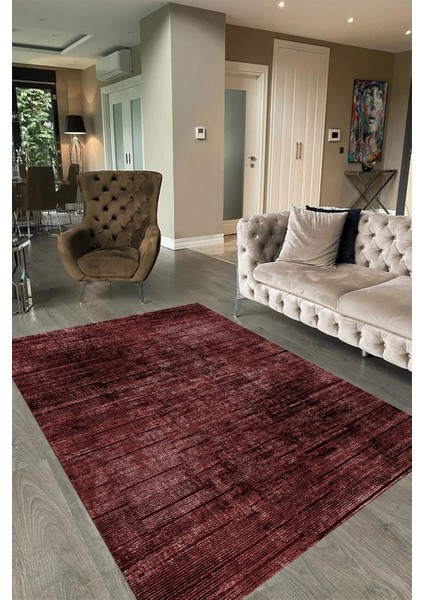Dijital Baskılı Kaymaz Taban Yıkanabilir Sade Yolluk Mutfak Salon Halısı, N-Sade-37-Bordo,