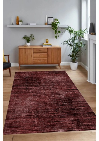 Dijital Baskılı Kaymaz Taban Yıkanabilir Sade Yolluk Mutfak Salon Halısı, N-Sade-37-Bordo,
