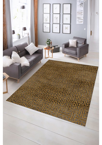 Dijital Baskılı Kaymaz Taban Yıkanabilir Sade Yolluk Mutfak Salon Halısı, N-Sade-38-Gold, fiyatları