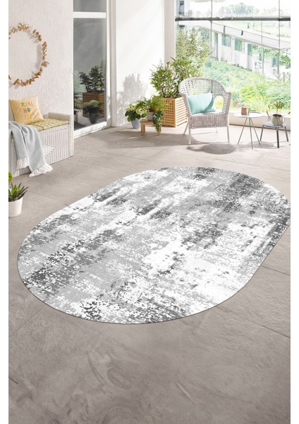 Dijital Baskılı Kaymaz Taban Yıkanabilir Sade Oval Yolluk Mutfak Salon Halısı, N-O-Sade-44-Gri, fiyatları