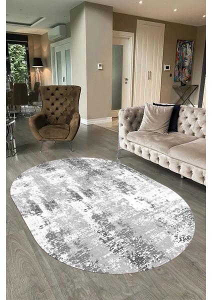 Dijital Baskılı Kaymaz Taban Yıkanabilir Sade Oval Yolluk Mutfak Salon Halısı, N-O-Sade-44-Gri, modelleri