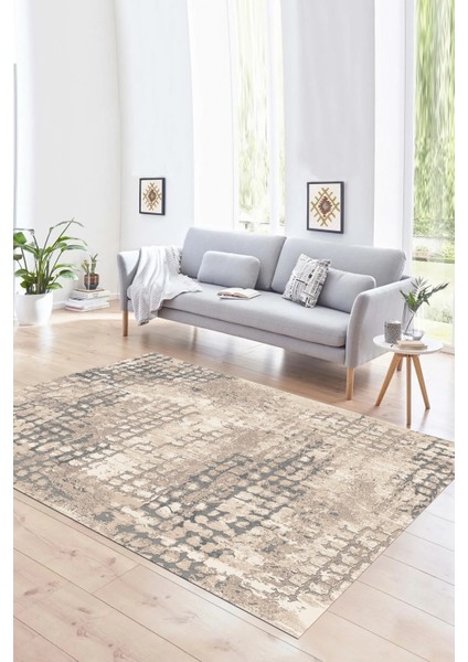 Dijital Baskılı Kaymaz Taban Yıkanabilir Sade Yolluk Mutfak Salon Halısı, N-Sade-16-Vizon,