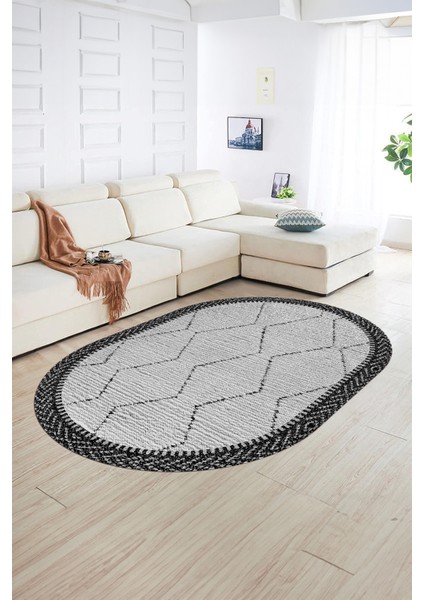 Dijital Baskılı Kaymaz Taban Yıkanabilir Sade Oval Yolluk Mutfak Salon Halısı, N-O-Sade-17-Siyah, fiyatları