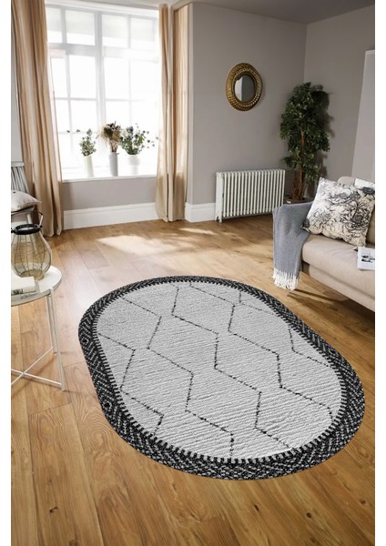 Dijital Baskılı Kaymaz Taban Yıkanabilir Sade Oval Yolluk Mutfak Salon Halısı, N-O-Sade-17-Siyah, modelleri