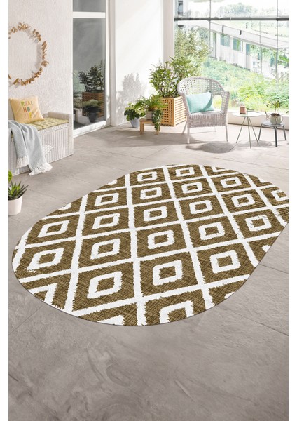 Dijital Baskılı Kaymaz Taban Yıkanabilir Sade Oval Yolluk Mutfak Salon Halısı, N-O-Sade-27-Kahve, fırsatları