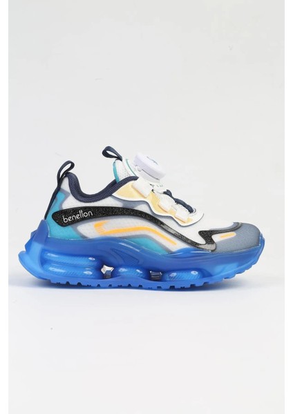 BNI-10017 Ithal Çocuk Bağcık Mekanizmalı Sneaker-Beyaz Mavi