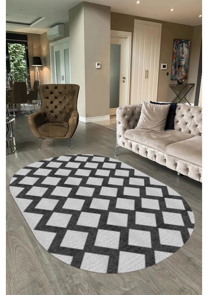 Dijital Baskılı Kaymaz Taban Yıkanabilir Sade Oval Yolluk Mutfak Salon Halısı, N-O-Sade-40-Gri, modelleri