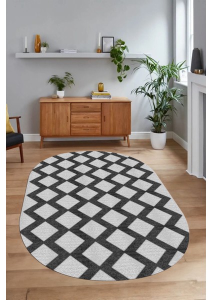 Dijital Baskılı Kaymaz Taban Yıkanabilir Sade Oval Yolluk Mutfak Salon Halısı, N-O-Sade-40-Gri, fırsatları