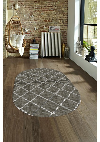 Dijital Baskılı Kaymaz Taban Yıkanabilir Sade Oval Yolluk Mutfak Salon Halısı, N-O-Sade-29-Kahve, fiyatları