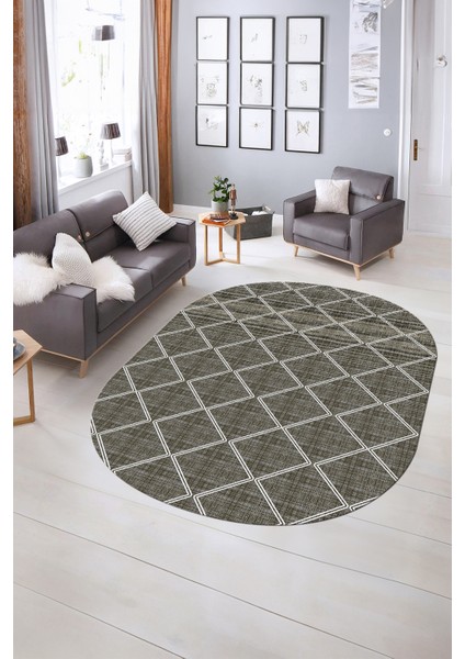 Dijital Baskılı Kaymaz Taban Yıkanabilir Sade Oval Yolluk Mutfak Salon Halısı, N-O-Sade-29-Kahve, modelleri