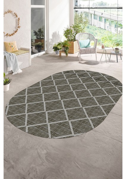 Dijital Baskılı Kaymaz Taban Yıkanabilir Sade Oval Yolluk Mutfak Salon Halısı, N-O-Sade-29-Kahve, fırsatları