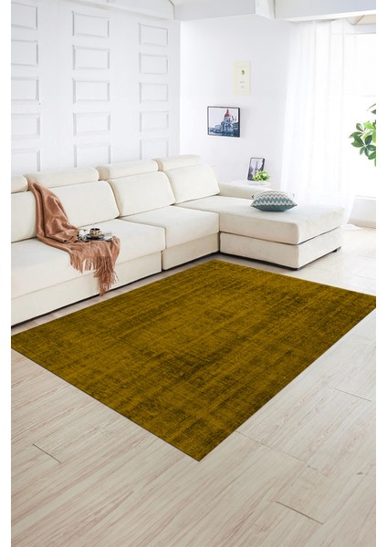 Dijital Baskılı Kaymaz Taban Yıkanabilir Sade Yolluk Mutfak Salon Halısı, N-Sade-45-Sarı,