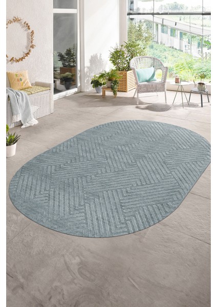 Dijital Baskılı Kaymaz Taban Yıkanabilir Sade Oval Yolluk Mutfak Salon Halısı, N-O-Sade-47-Gri,