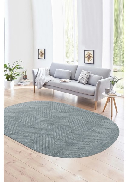 Dijital Baskılı Kaymaz Taban Yıkanabilir Sade Oval Yolluk Mutfak Salon Halısı, N-O-Sade-47-Gri, fırsatları