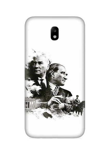 Samsung Galaxy J7 Pro Uyumlu Siyah Beyaz Mustafa Kemal Atatürk Desenli Silikon Kılıf