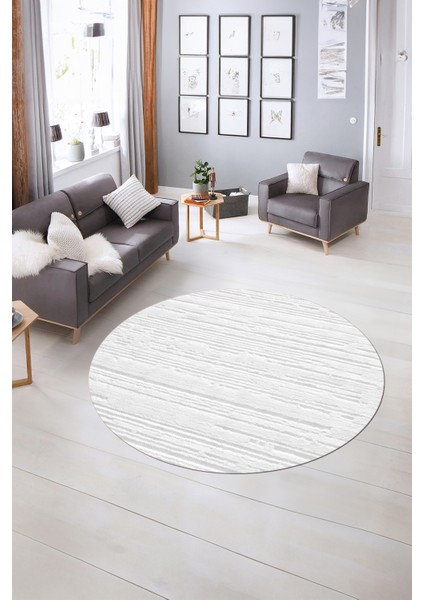 Dijital Baskılı Kaymaz Taban Yıkanabilir Sade Yuvarlak Mutfak Salon Halısı, N-Y-Sade-32-Beyaz, modelleri