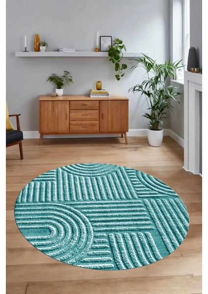 Dijital Baskılı Kaymaz Taban Yıkanabilir Sade Yuvarlak Mutfak Salon Halısı, N-Y-Sade-01-Mavi, fiyatları