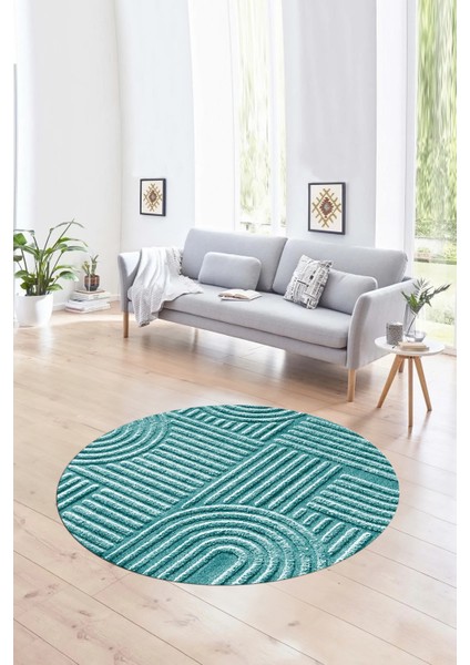 Dijital Baskılı Kaymaz Taban Yıkanabilir Sade Yuvarlak Mutfak Salon Halısı, N-Y-Sade-01-Mavi, modelleri