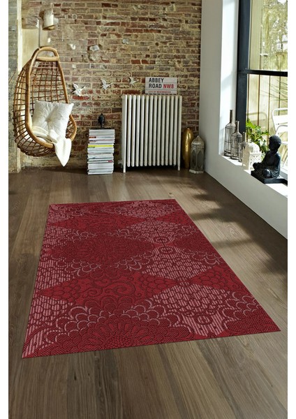 Dijital Baskılı Kaymaz Taban Yıkanabilir Sade Yolluk Mutfak Salon Halısı, N-Sade-34-Bordo,