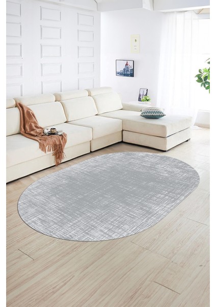 Dijital Baskılı Kaymaz Taban Yıkanabilir Sade Oval Yolluk Mutfak Salon Halısı, N-O-Sade-14-Gri, modelleri