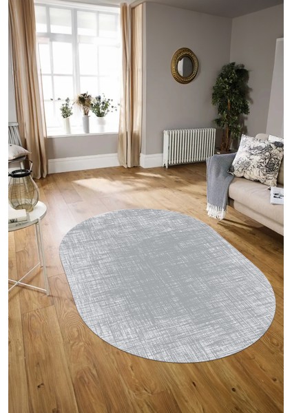 Dijital Baskılı Kaymaz Taban Yıkanabilir Sade Oval Yolluk Mutfak Salon Halısı, N-O-Sade-14-Gri, fırsatları