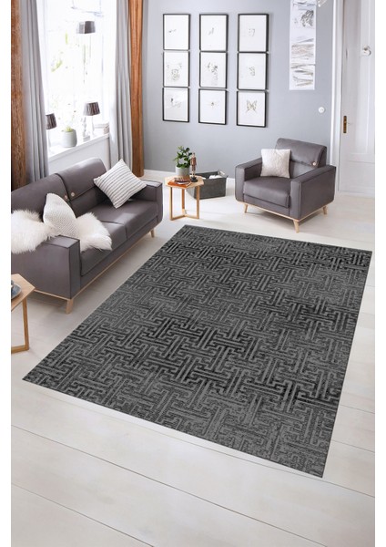 Dijital Baskılı Kaymaz Taban Yıkanabilir Sade Yolluk Mutfak Salon Halısı, N-Sade-38-Gri,