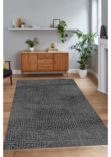 Dijital Baskılı Kaymaz Taban Yıkanabilir Sade Yolluk Mutfak Salon Halısı, N-Sade-38-Gri,