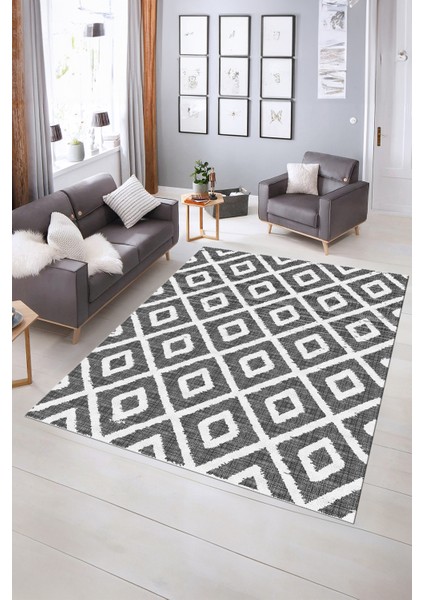 Dijital Baskılı Kaymaz Taban Yıkanabilir Sade Yolluk Mutfak Salon Halısı, N-Sade-27-Gri,