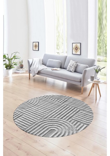 Dijital Baskılı Kaymaz Taban Yıkanabilir Sade Yuvarlak Mutfak Salon Halısı, N-Y-Sade-01-Gri, modelleri
