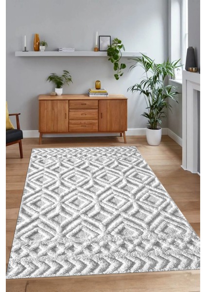 Dijital Baskılı Kaymaz Taban Yıkanabilir Sade Yolluk Mutfak Salon Halısı, N-Sade-04-Gri,