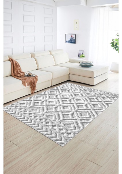 Dijital Baskılı Kaymaz Taban Yıkanabilir Sade Yolluk Mutfak Salon Halısı, N-Sade-04-Gri,