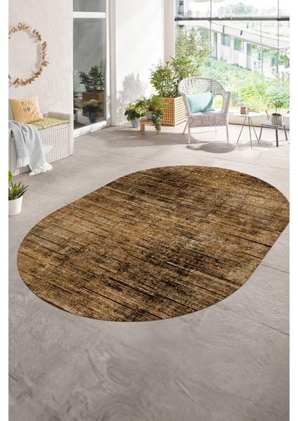 Dijital Baskılı Kaymaz Taban Yıkanabilir Sade Oval Yolluk Mutfak Salon Halısı, N-O-Sade-37-Kahve, modelleri