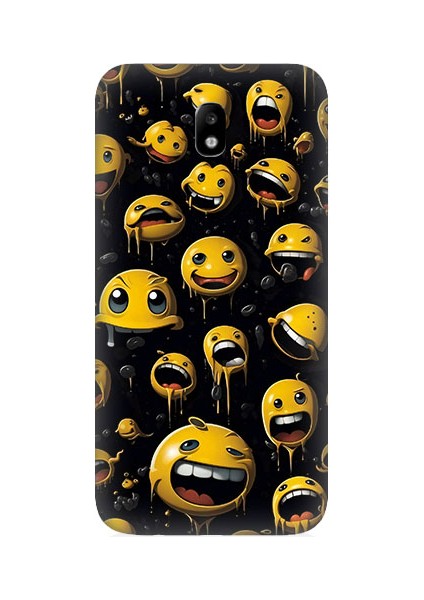 Samsung Galaxy J3 Pro Uyumlu Tuhaf Smiley'ler Desenli Silikon Kılıf