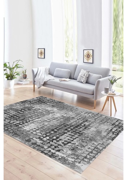 Dijital Baskılı Kaymaz Taban Yıkanabilir Sade Yolluk Mutfak Salon Halısı, N-Sade-16-Gri,