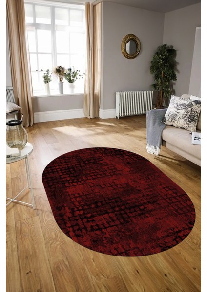 Dijital Baskılı Kaymaz Taban Yıkanabilir Sade Oval Yolluk Mutfak Salon Halısı, N-O-Sade-16-Bordo, modelleri