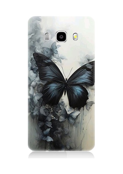 Samsung Galaxy J5 2016 Uyumlu Siyah Dumanlı Kelebek Desenli Silikon Kılıf