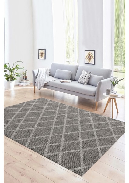 Dijital Baskılı Kaymaz Taban Yıkanabilir Sade Yolluk Mutfak Salon Halısı, N-Sade-20-Gri,