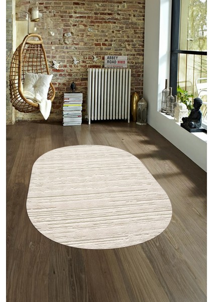 Dijital Baskılı Kaymaz Taban Yıkanabilir Sade Oval Yolluk Mutfak Salon Halısı, N-O-Sade-32-Krem, fiyatları