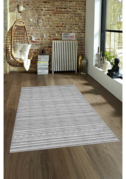 Dijital Baskılı Kaymaz Taban Yıkanabilir Sade Yolluk Mutfak Salon Halısı, N-Sade-30-Gri,