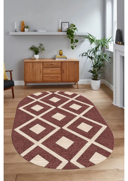 Dijital Baskılı Kaymaz Taban Yıkanabilir Sade Oval Yolluk Mutfak Salon Halısı, N-O-Sade-07-Bordo, fiyatları