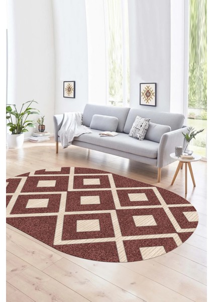 Dijital Baskılı Kaymaz Taban Yıkanabilir Sade Oval Yolluk Mutfak Salon Halısı, N-O-Sade-07-Bordo, modelleri
