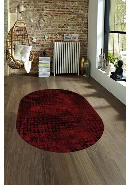Dijital Baskılı Kaymaz Taban Yıkanabilir Sade Oval Yolluk Mutfak Salon Halısı, N-O-Sade-16-Bordo, fırsatları